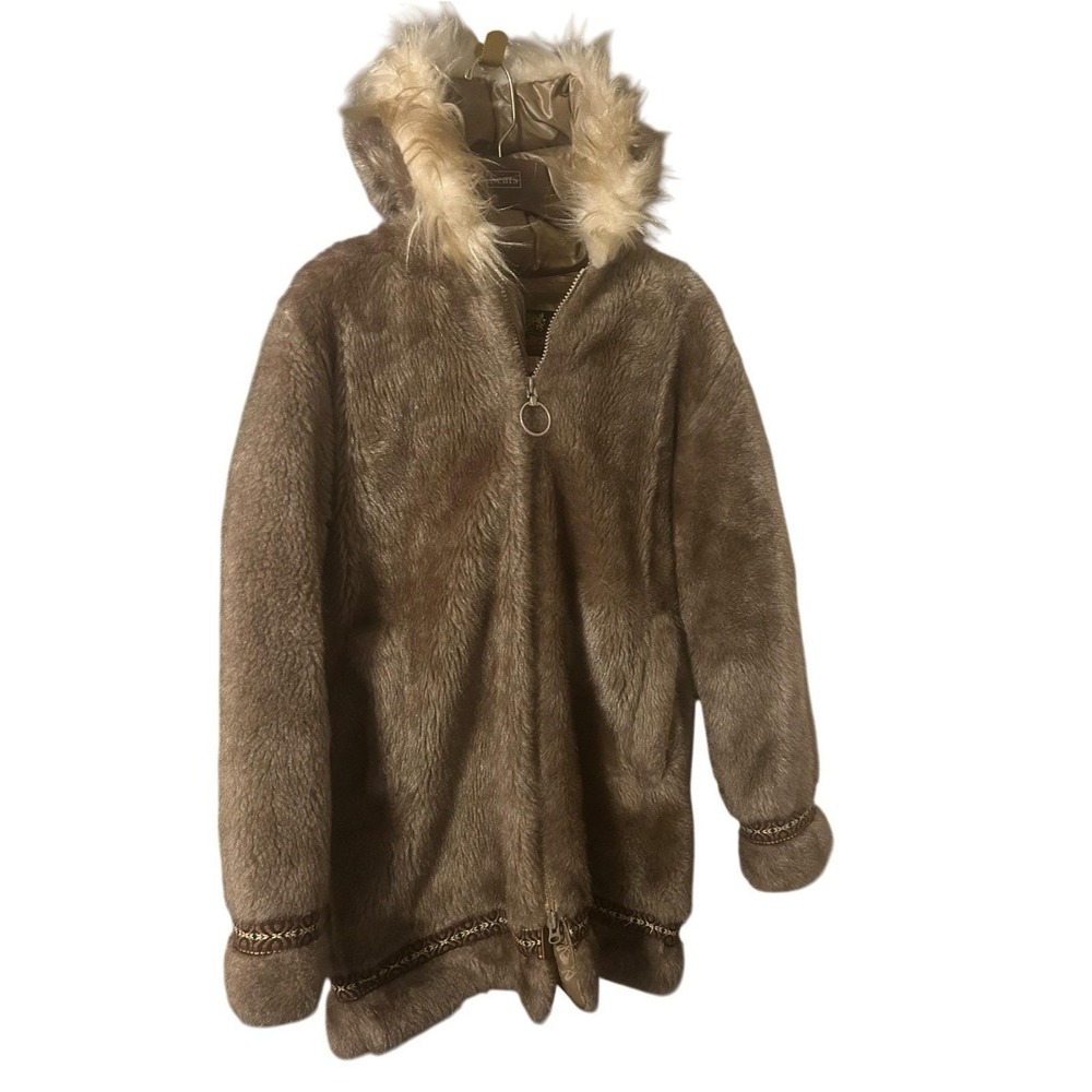 Vintage Hansa Branta by Stearns Faux Fur Hooded Coat Medium Brown USA Made